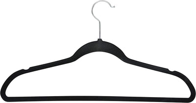 10 Perchas Terciopelo Negro Delgadas Abrazables