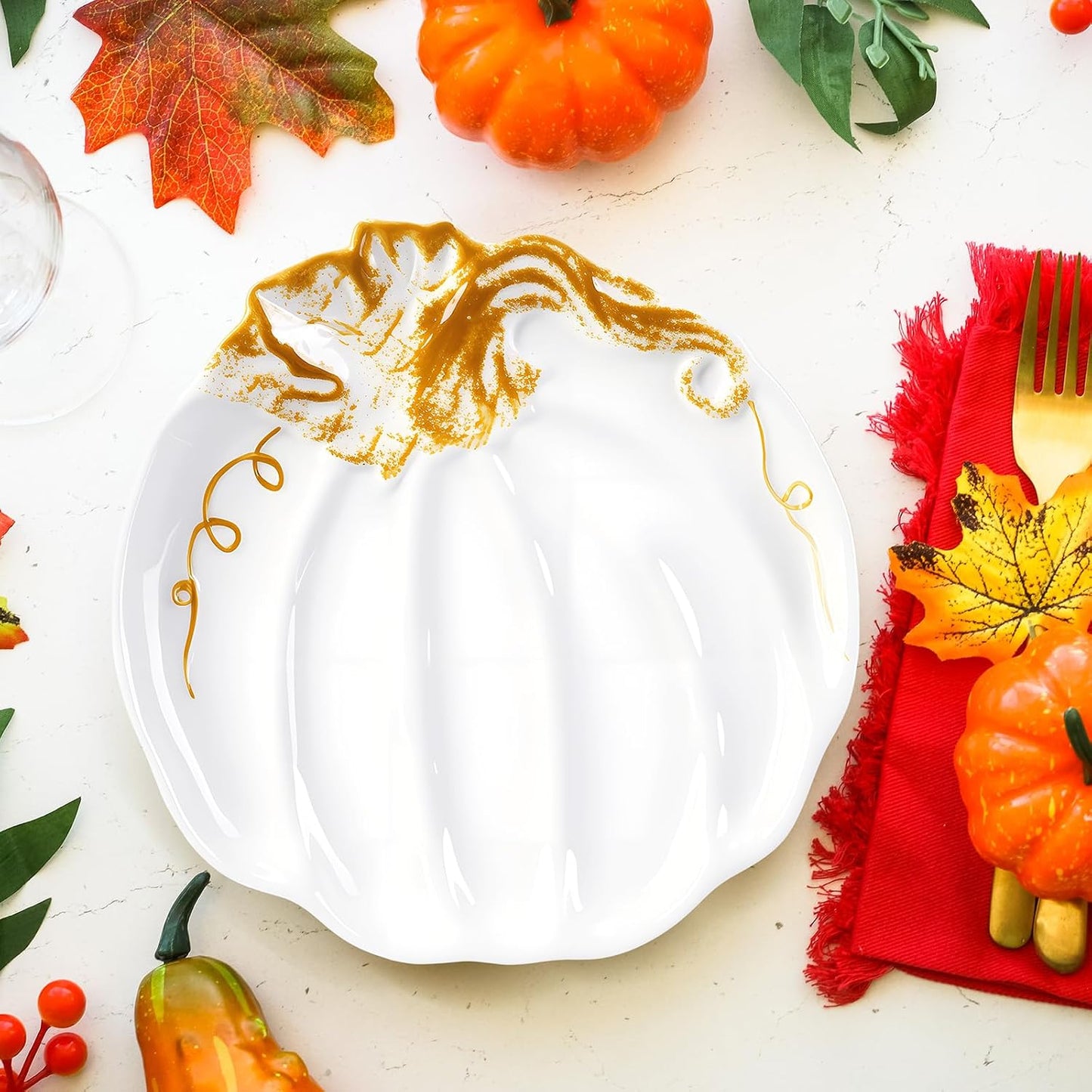 4 Platos Cerámica Calabaza 7.87pulg Halloween Otoño