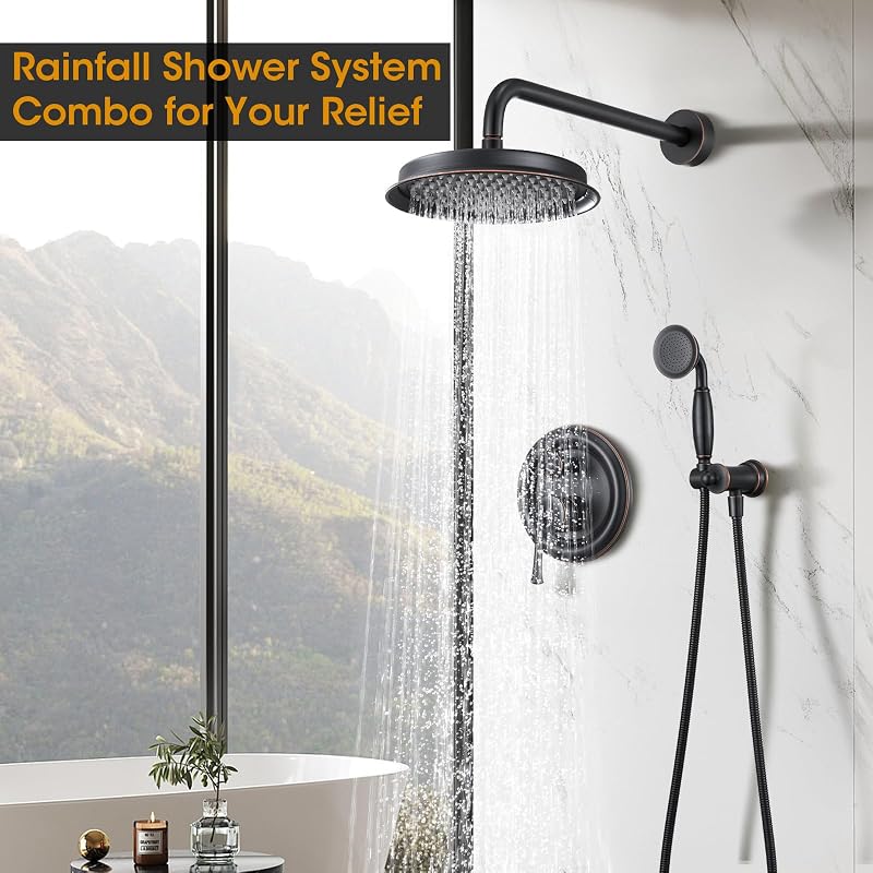 Cabezal ducha lluvia bronce con válvula presión 9"