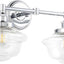 Lámpara baño cromo pulido 2 luces vidrio transparente UL