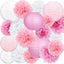 18 Faroles Sedas Rosa Intenso Rosa Blanco Decoración Fiesta
