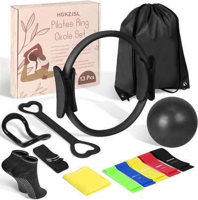 Kit Pilates mujer pelota 9.8" bandas círculo mágico