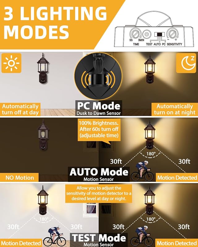 Luces pared exterior aluminio sensor movimiento 16"