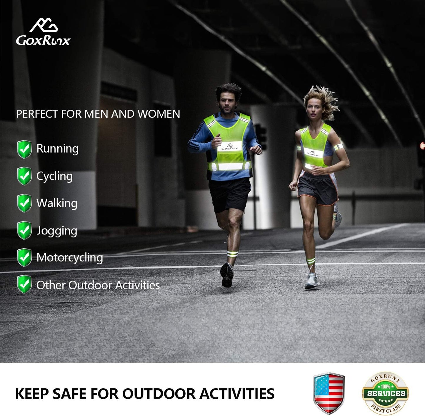Chaleco reflectante para correr con bandas brazo
