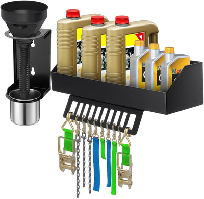 Soporte botella aceite 6qt embudo pared taller