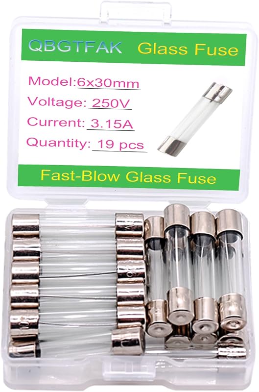 19 Pzas Fusibles Vidrio 3.15A 250V 6x30mm