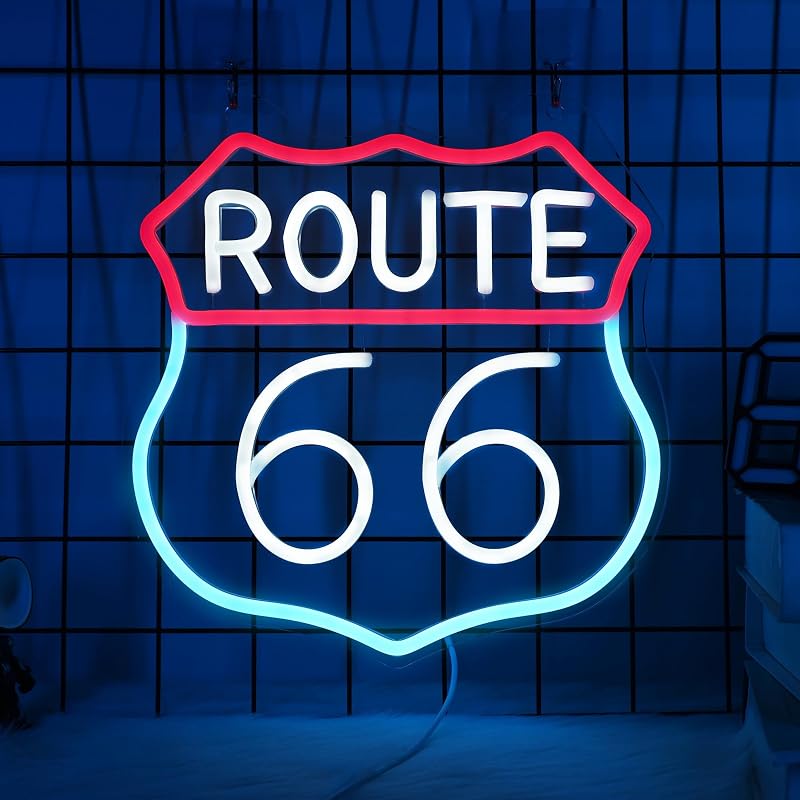 Letrero neón ruta 66 con luz LED USB para dormitorio y sala