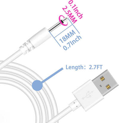 Cable USB DC 2.7pies carga rápida 0.098pulg set 2