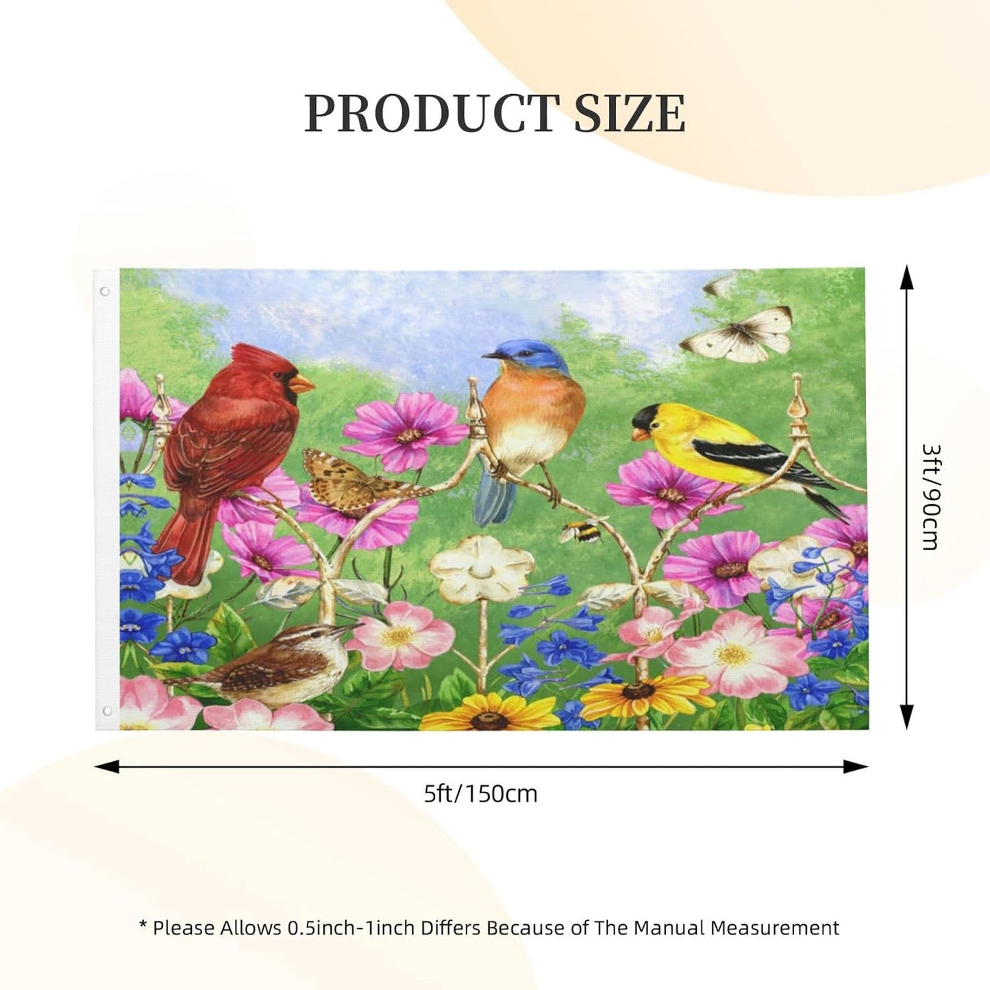 Bandera mariposa flores 3x5ft poliéster decorativa