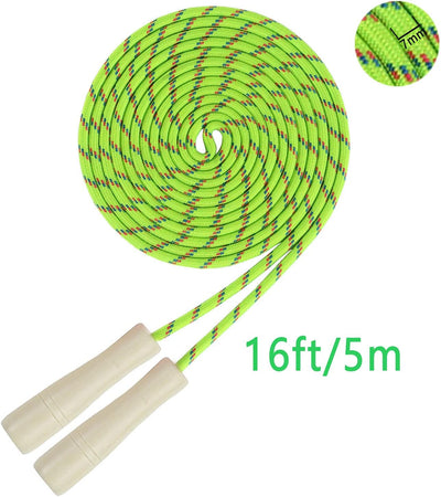 Cuerda saltar 16ft para niños ajustable mango madera