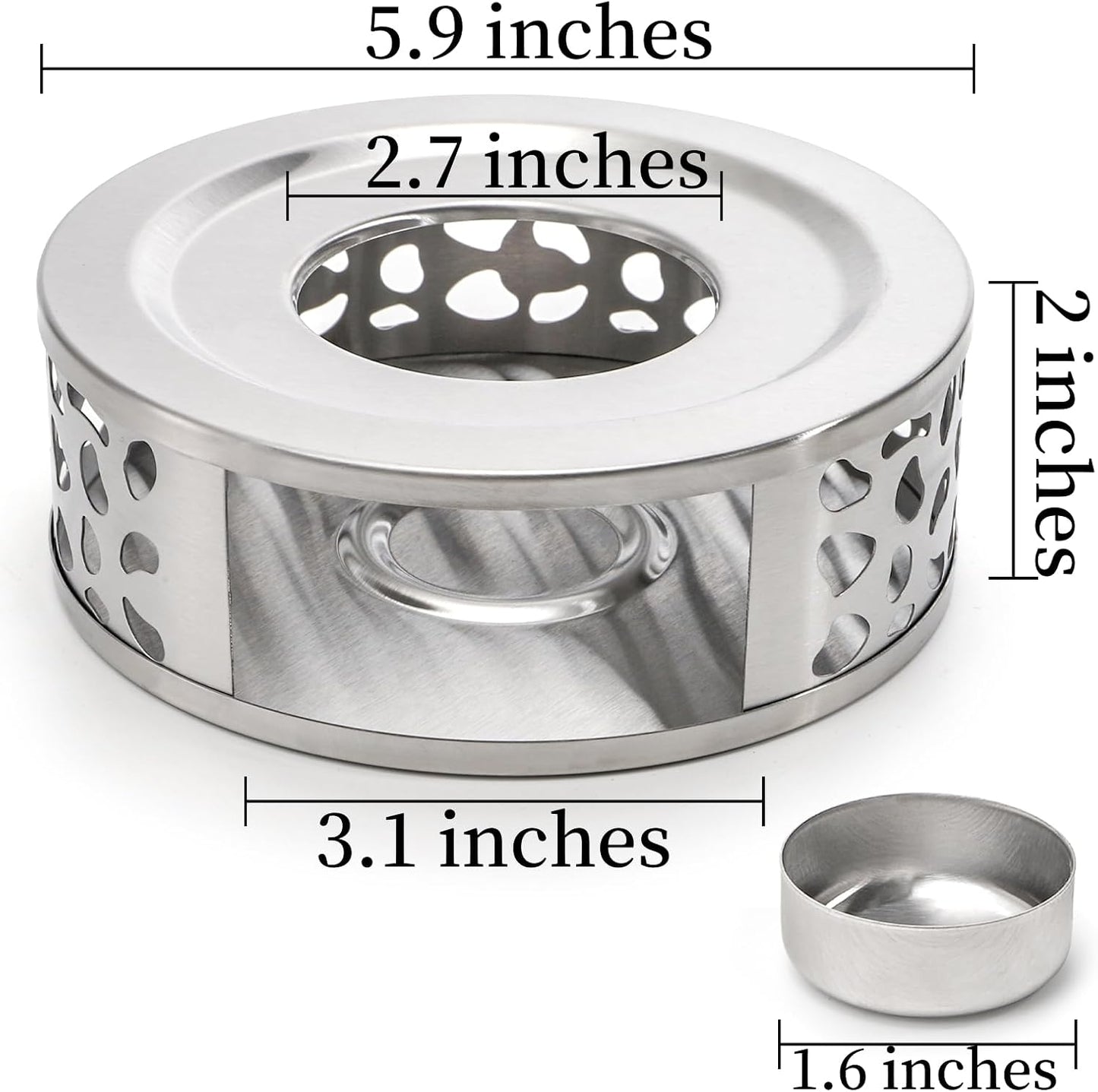 3 Pzas Calentador Té Acero Inox Base Universal Plateado
