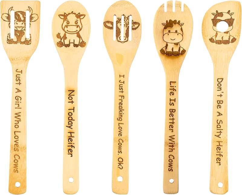 Cucharas madera vaca regalo cocina boda fiesta