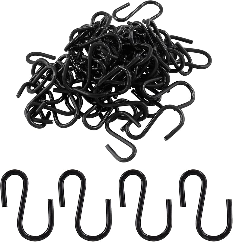 Ganchos S metal negro para joyas macetas 60uds