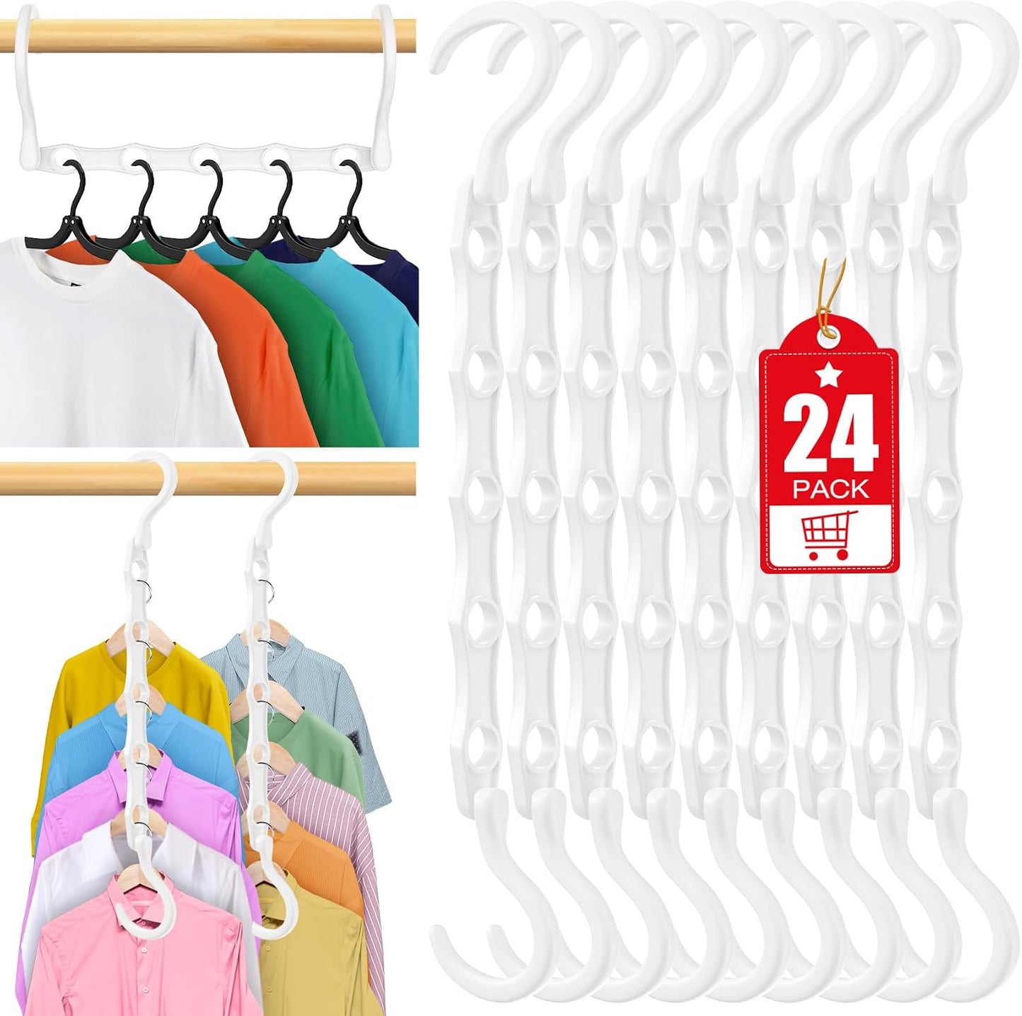 24 Perchas Plástico Ahorran Espacio para Camisas