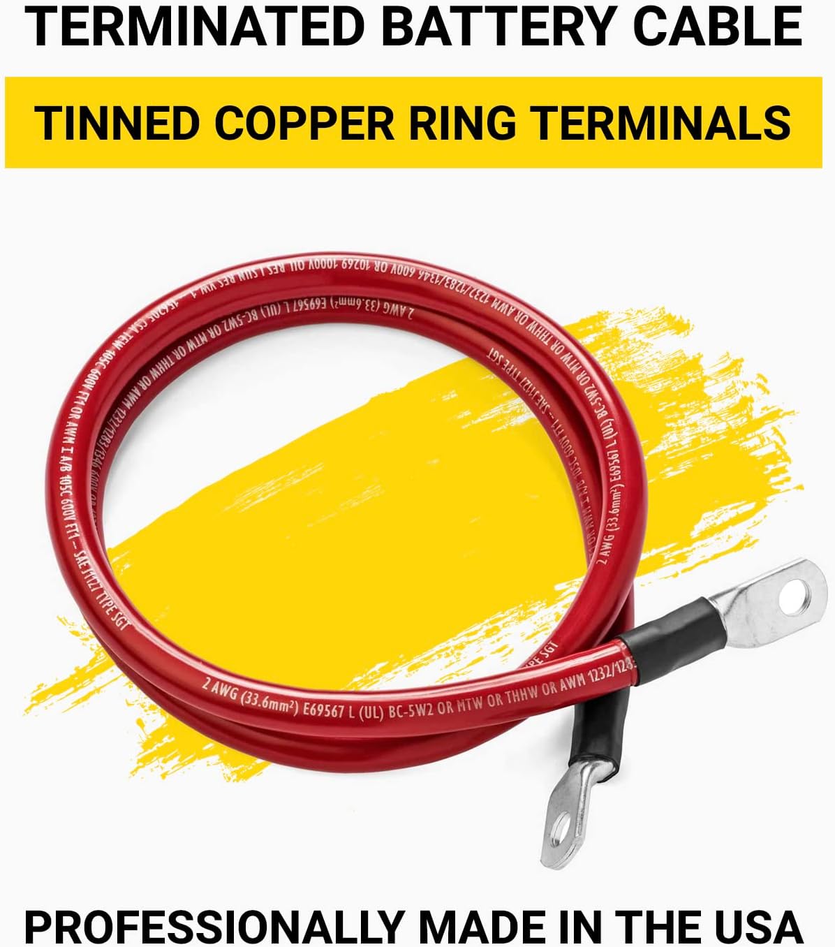 Cable batería rojo 6ft 4AWG positivo M8 EE.UU.