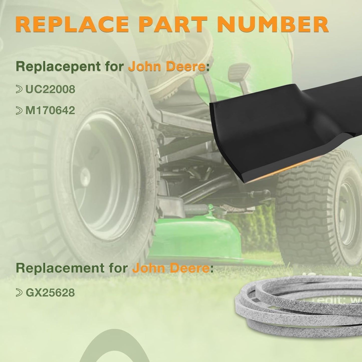 Cuchillas y correa cortacésped comp. John Deere 42'' Z Trak