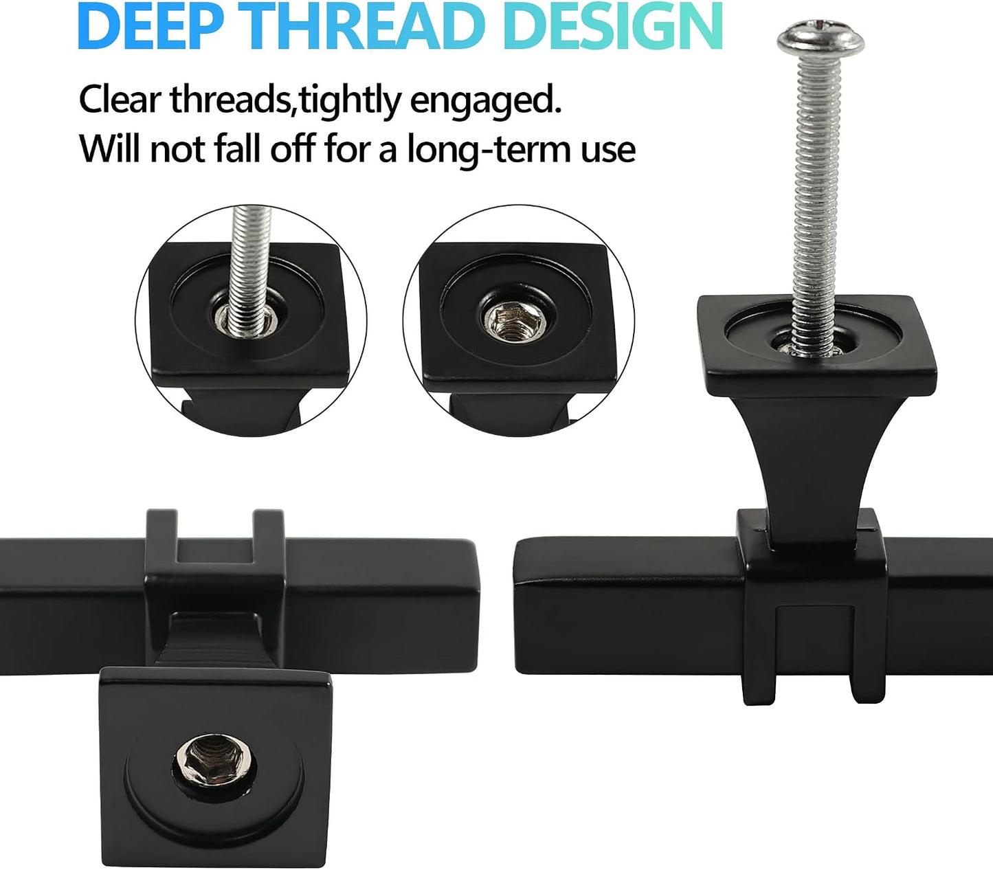 5 Tiradores Negro Mate para Puertas Cocina Cajones 160mm