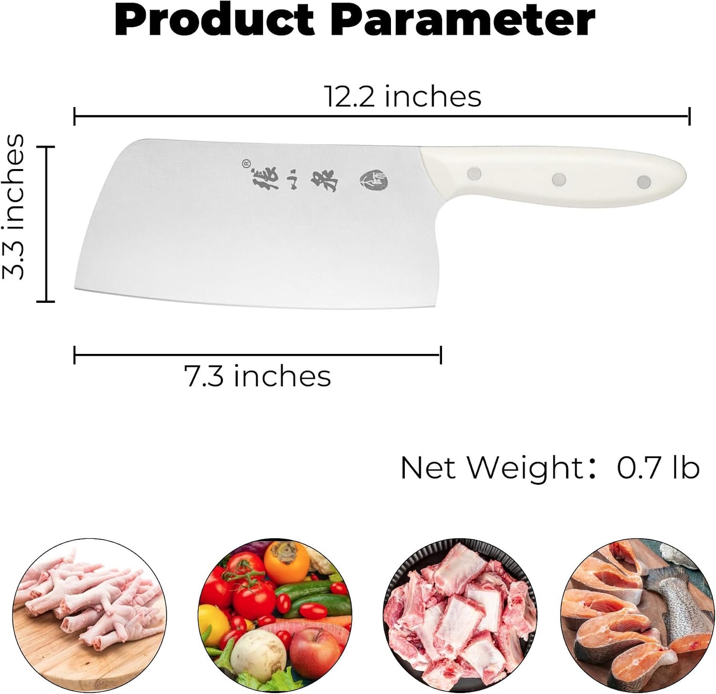 Cuchillo chef acero inox 40Cr13 para carne y verduras 7.3pulg