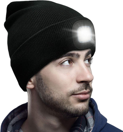 Gorro unisex con linterna USB recargable para hombres