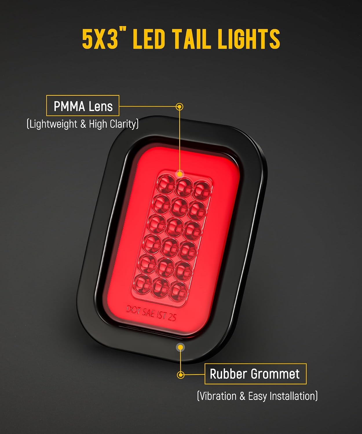 Kit 42 luces LED traseras camión 5x3pulg con ojales