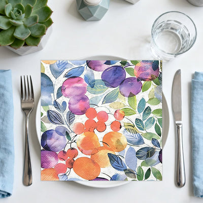Servilletas papel estampado frutas verdes 80uds 2pzas para fiesta