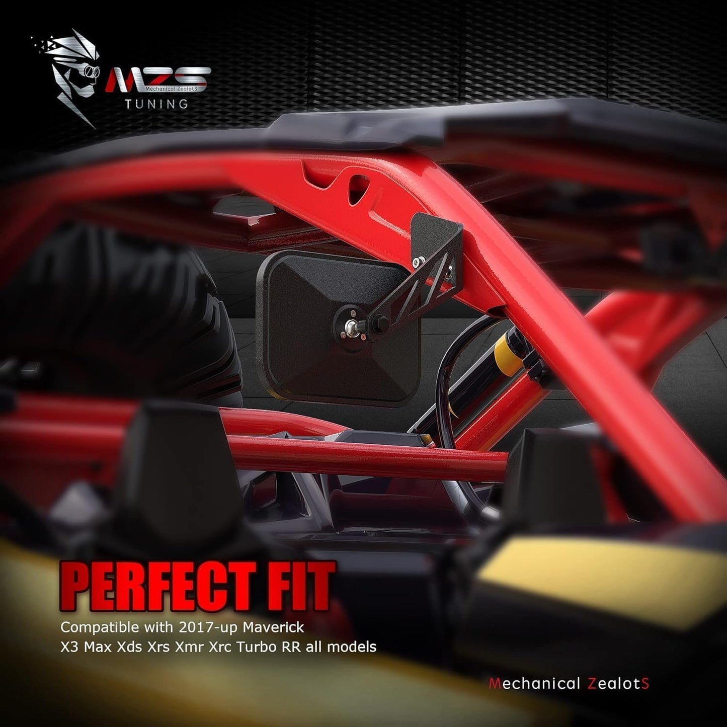 Espejo trasero UTV X3 estilo carrera 71 con soporte