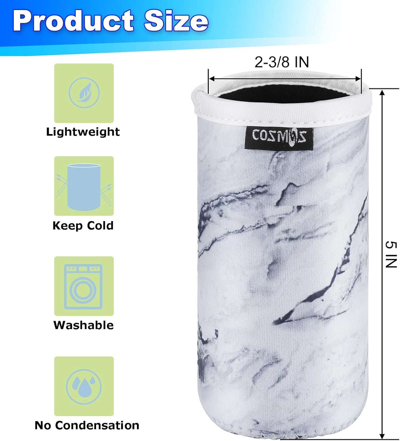 4 Fundas Neopreno Líquidas 12oz Latas Delgadas Patrón Mármol