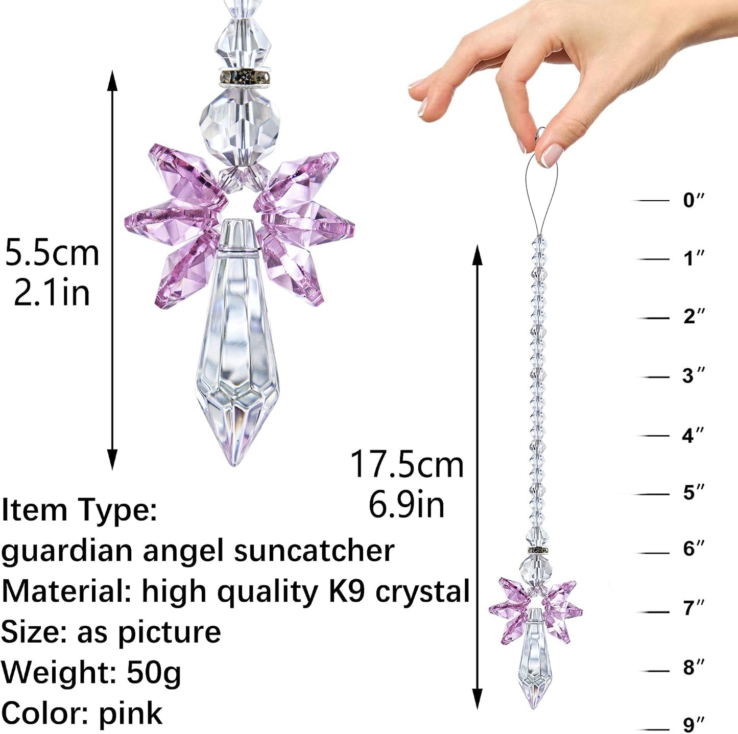 Atrapasoles cristal ángel guardián decoración hogar rosa