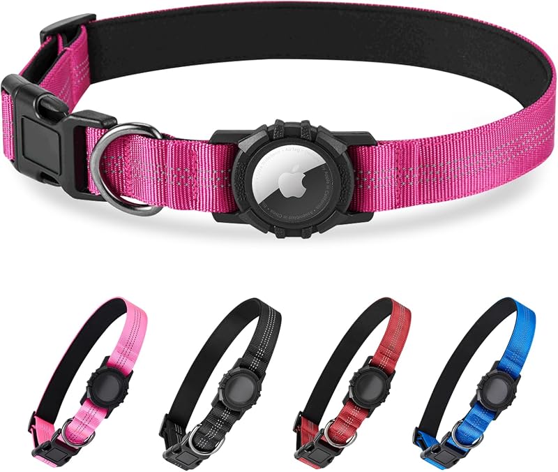 Collar perro comp Airtag funda impermeable varios tamaños rosa XS