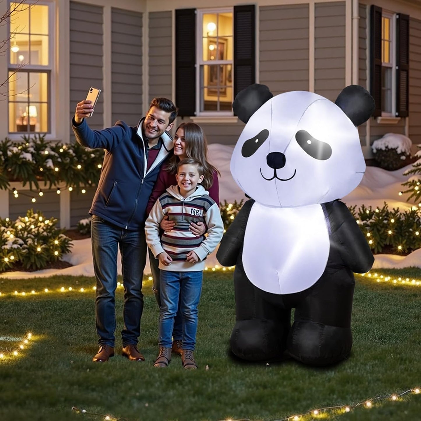 Panda inflable 6ft con luz LED para patio exterior e