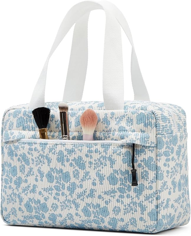Bolsa maquillaje grande con cremallera y asa para viaje