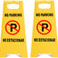 2 Letreros No Estacionamiento Bilingüe 23x10" Plástico