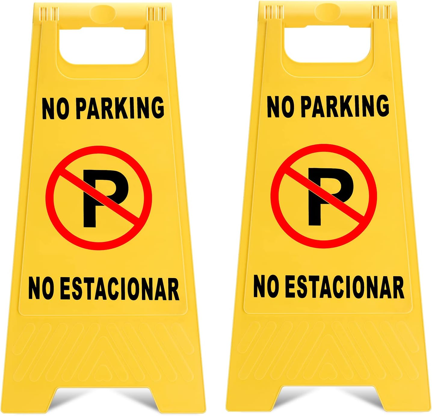 2 Letreros No Estacionamiento Bilingüe 23x10" Plástico
