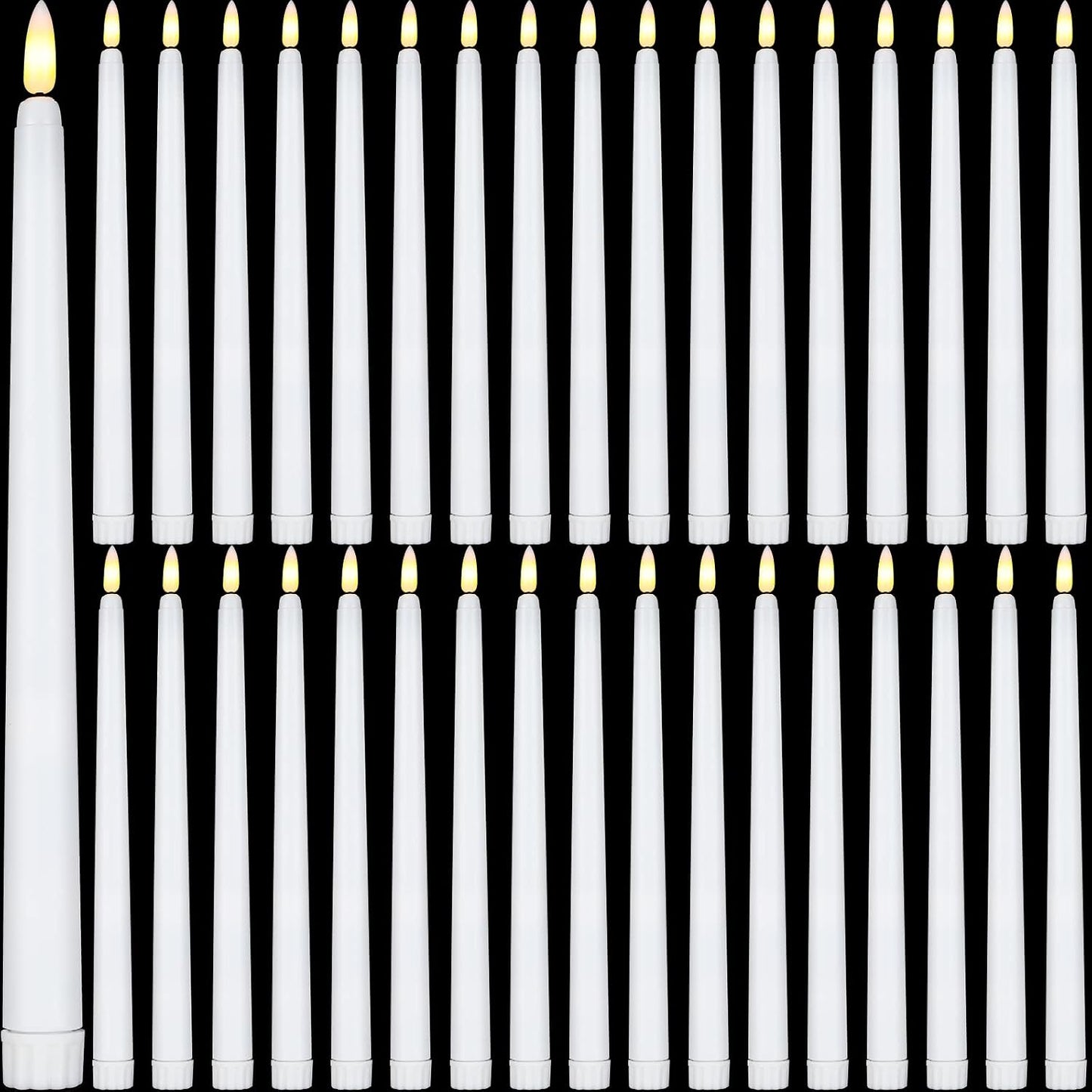 36 Pzas Velas Cónicas Led Sin Llama 11pulg Blanco