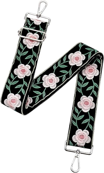 Correa extensora para bolso de lona y flores