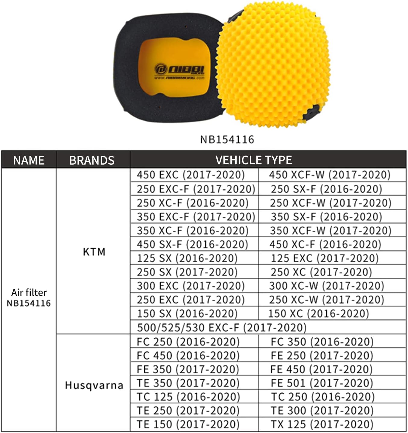 Filtro aire espuma doble Ditr Bike EXC/SX-F/XCF