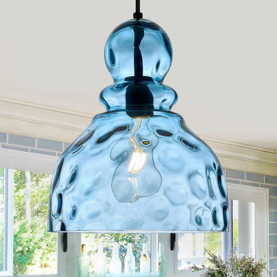 Colgante cristal martillado azul claro 12pulg para cocina comedor