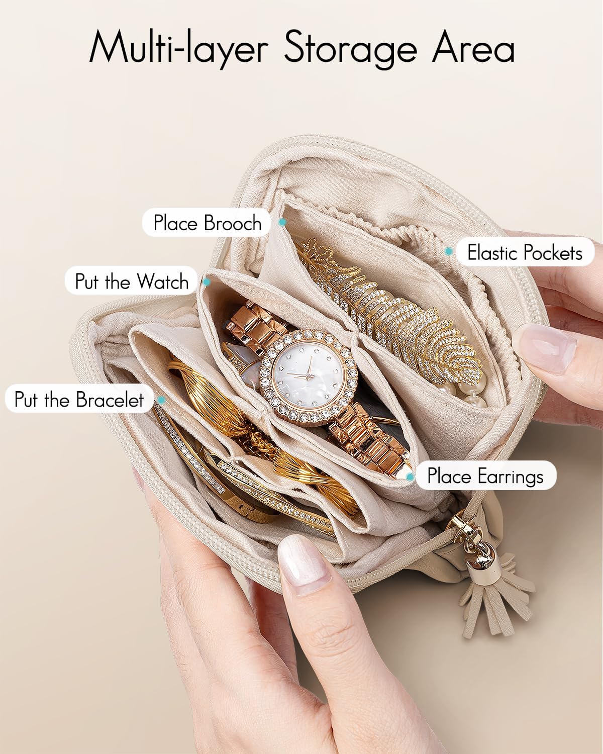 Bolsa organizadora joyas terciopelo con cremallera