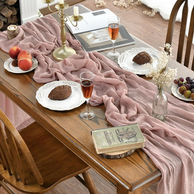 Mesa Camino Gasa Rosa Polvoriento 160pulg Boda