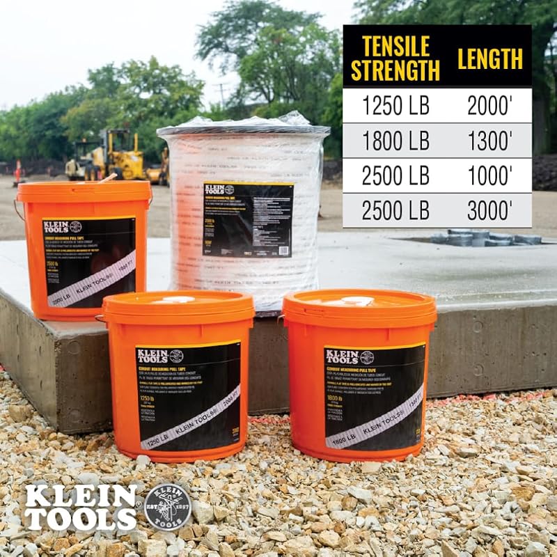 Cinta medición conductos tracción cables 2500lb 1000pies
