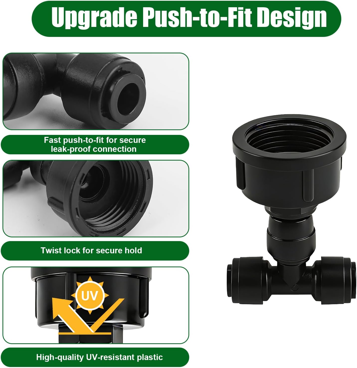 5 Adaptadores grifo riego 3/4 a 1/4 pulg 2 vías