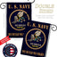 Bandera arpillera jardín marina con soporte USN Seabee