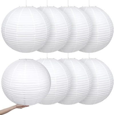 8 Linternas papel blanco 30pulg decoración hogar boda fiesta