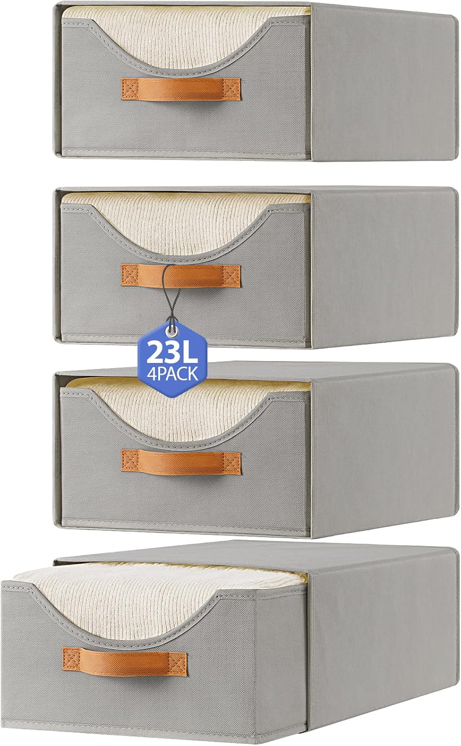 4 Pzas Cajones Almacenamiento Ropa 42cm con Ventana