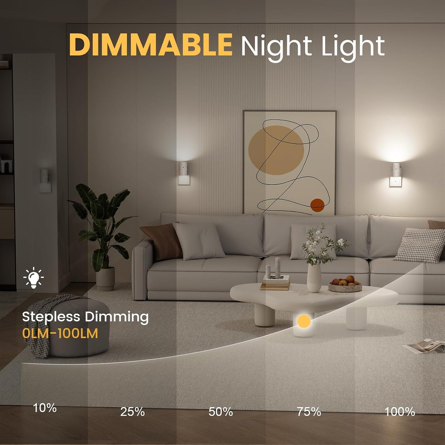 Luz nocturna enchufable LED regulable 3 temperaturas