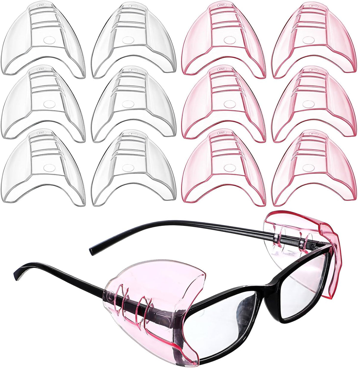 6 Pares Protectores Laterales Gafas Transparente Rojo