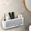 Soporte secador pelo con espejo bandeja plateada baño