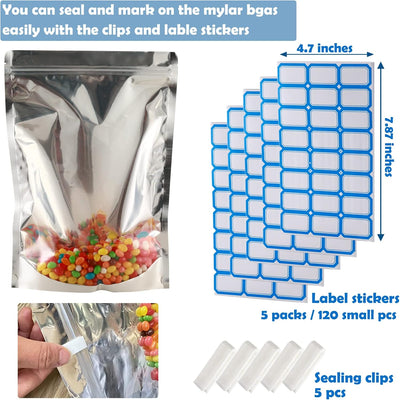 150 Bolsas Mylar Resellables 4x6" Almacenamiento Alimentos