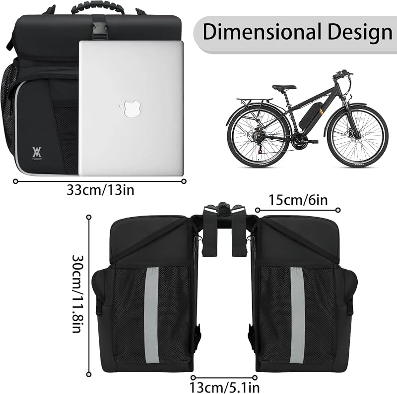 Bolsa doble impermeable para alforjas trasera bicicleta 36L