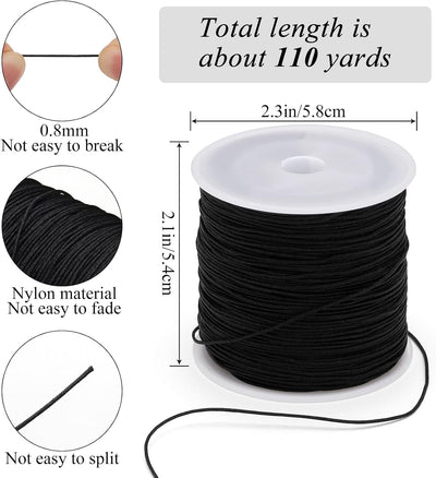 Cordón nailon satinado negro 110yd para pulseras